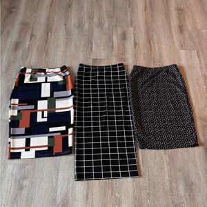 SHEIN Women's Pencil Skirt Trio - Multicolor, Black, and White